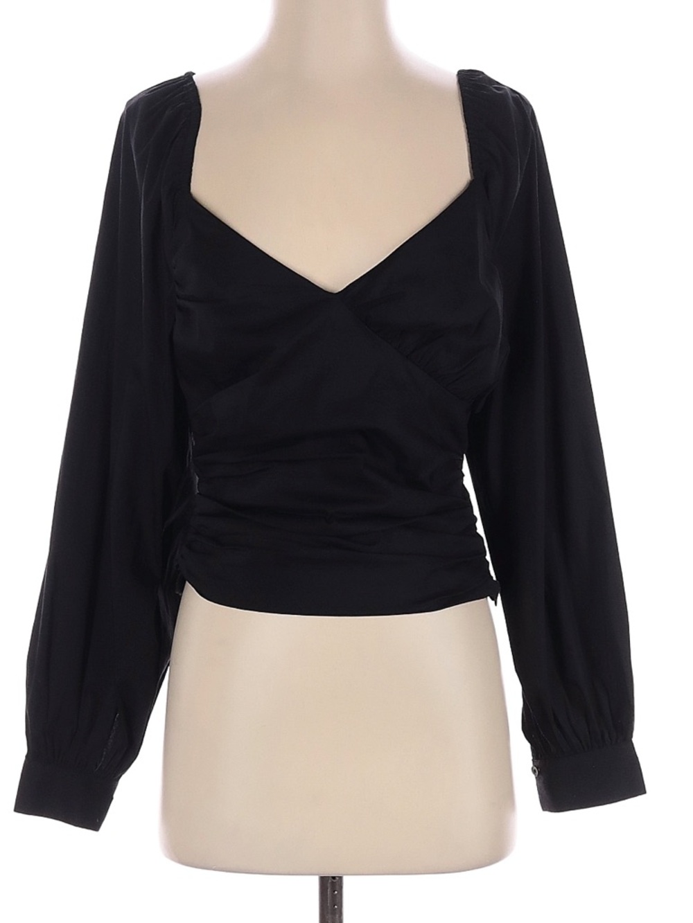 Anthropologie Black Long Sleeve Wrap Blouse